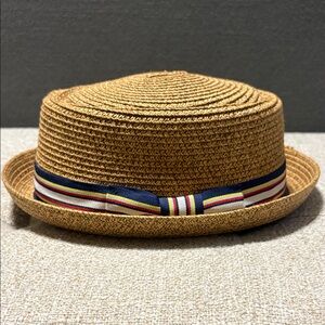 Chic Vintage look Straw Boater Hat with Multicolor Band